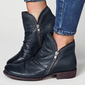 2024 Ankle Boots for Women Vintage Casual Side Zipper Booties Arch Support Low Heel Boots Womens Solid Fashion Walking Boots