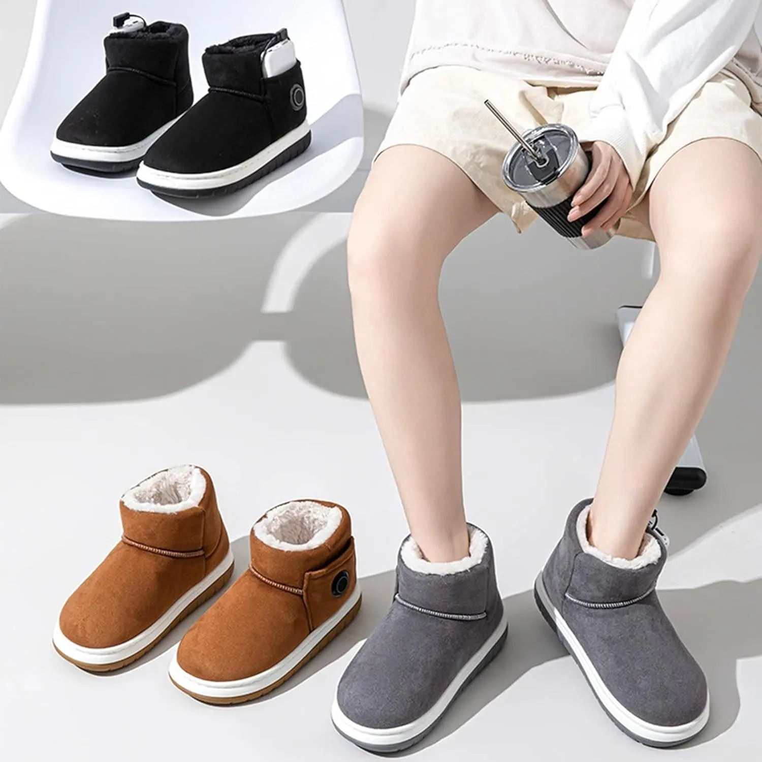 2025 New Heated Boots, Foot Warmer Women Shoes, Non-Slip Winter Snow Boots With 5000mAh Rechargeable Battery Electric Slippers, Unisex