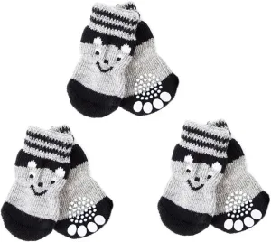 3Pairs Slip Pet Socks for Small Dogs Paw Protection Footwear with Strong Grip for Indoor Use Keep Pets Safe Slippery Floors for Cold Weather and Indoor Comfort