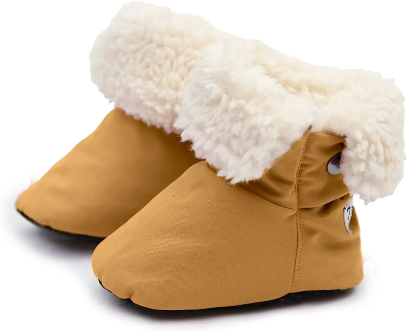 7AM Enfant Benji Baby Booties - Water Repellent Baby Shoes for Girls & Boys, Sherpa Lining Winter Baby Anti-Slip Sole Boots