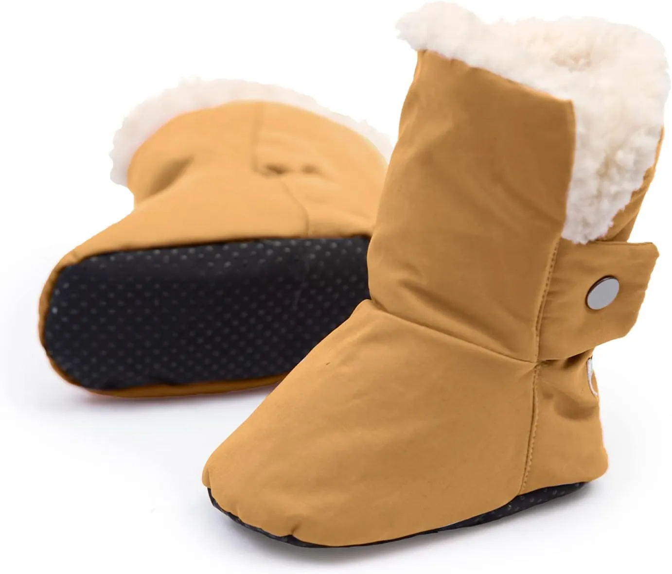 7AM Enfant Benji Baby Booties - Water Repellent Baby Shoes for Girls & Boys, Sherpa Lining Winter Baby Anti-Slip Sole Boots