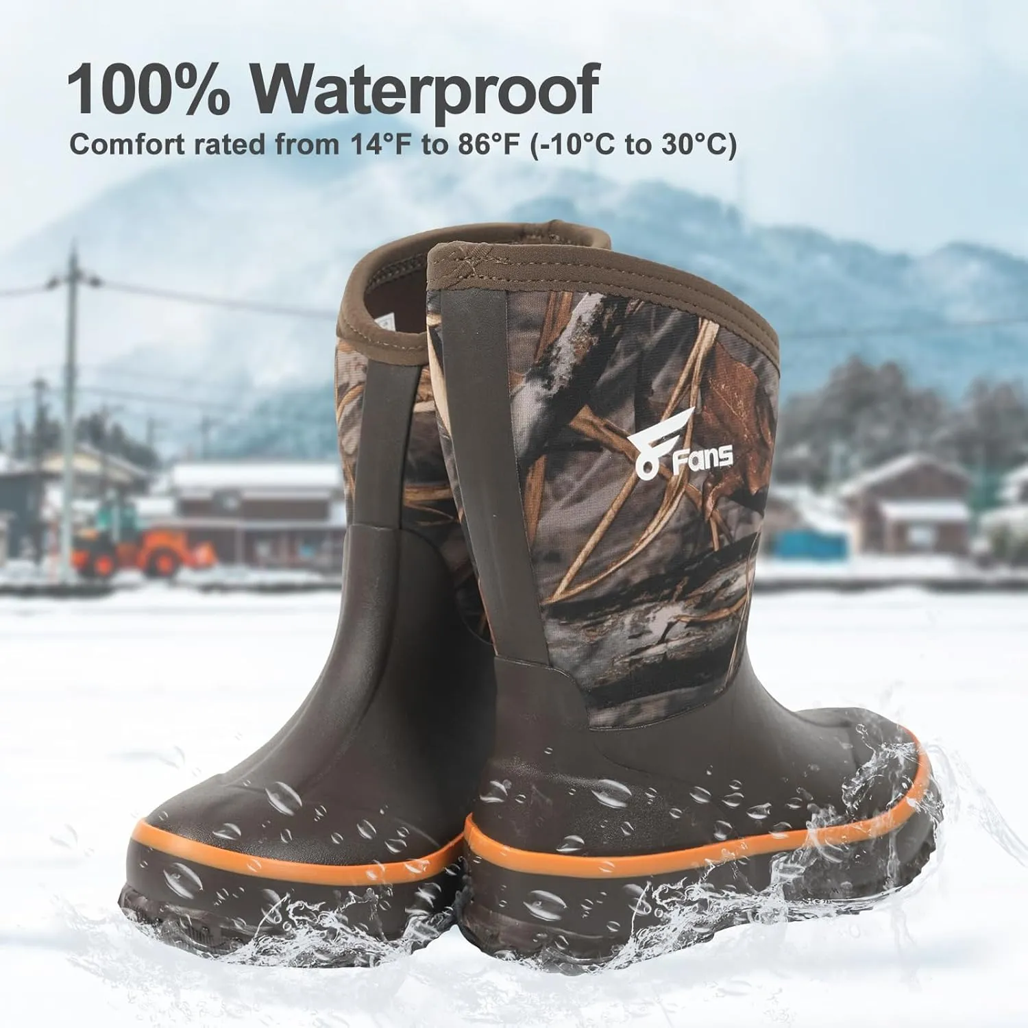8 Fans Kids Neoprene Boots,Waterproof Neoprene Hunting & Fishing Camo Muck Mud Boots