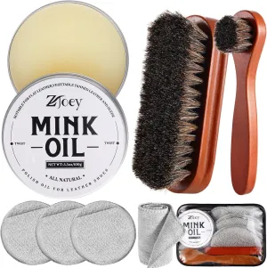 8 Pcs Mink Oil for Leather Shoes Boots 3.5 oz Leather Conditioner and Cleaner with Travel Bag Soften for Boots and Shoes Care(Style A)