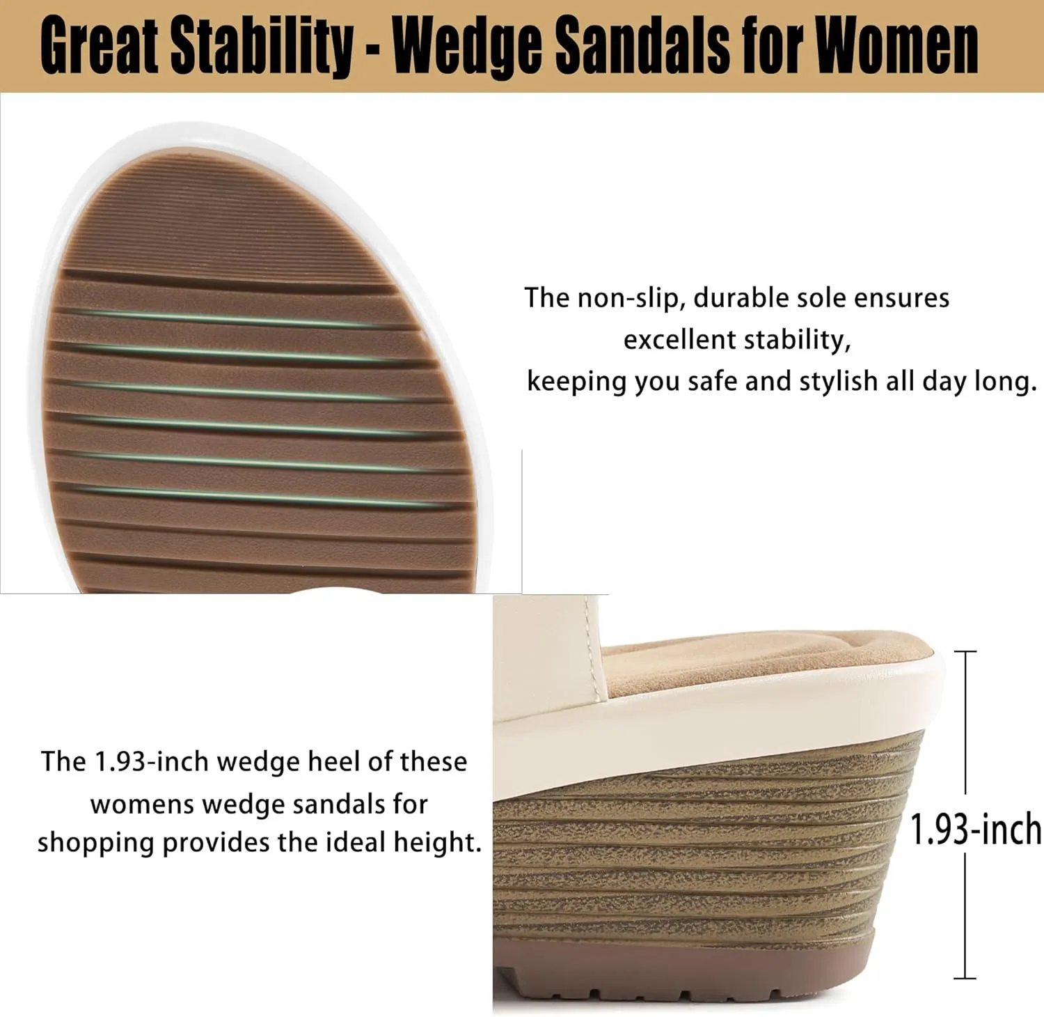 Ablanczoom Wedge Sandals for Women Dressy: Comfortable Elastic Ankle Strap Summer Causal Walking Low Platform Sandal