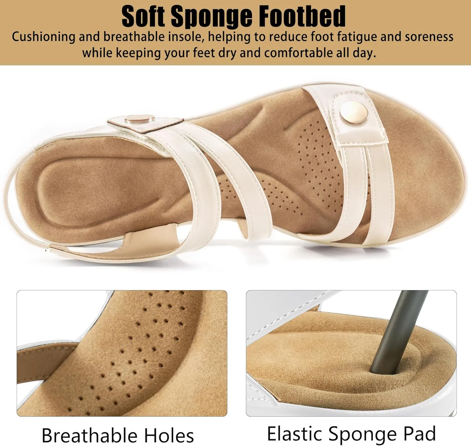 Ablanczoom Wedge Sandals for Women Dressy: Comfortable Elastic Ankle Strap Summer Causal Walking Low Platform Sandal