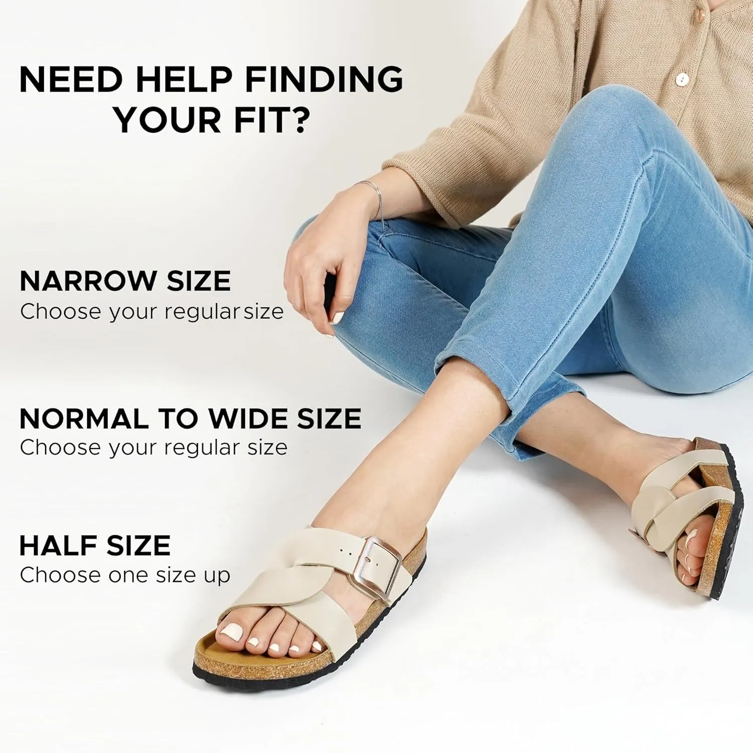 AEROTHOTIC Cork Recovery Slides for Women with Plantar Fasciitis Relief Comfortable Suede Footbed with Adjustable Buckle Cross Strappy Slip on Casual Travel Walking Beach Ladies Sandals