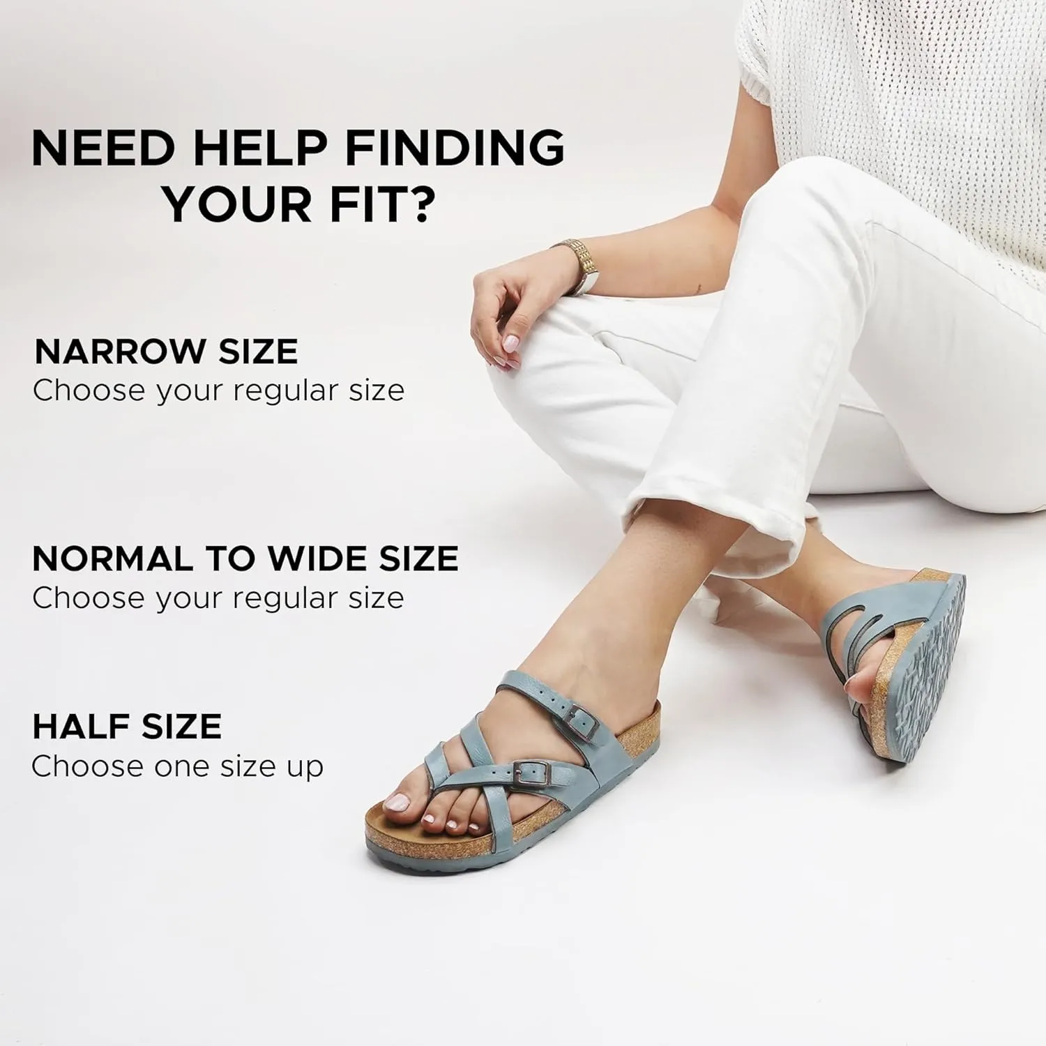 AEROTHOTIC Womens Strappy Slip-On Modern Memory Foam Cushion Footbed Outdoor Adjustable Buckle Cork Footbed Slides for Sandals with Comfortable Arch Support