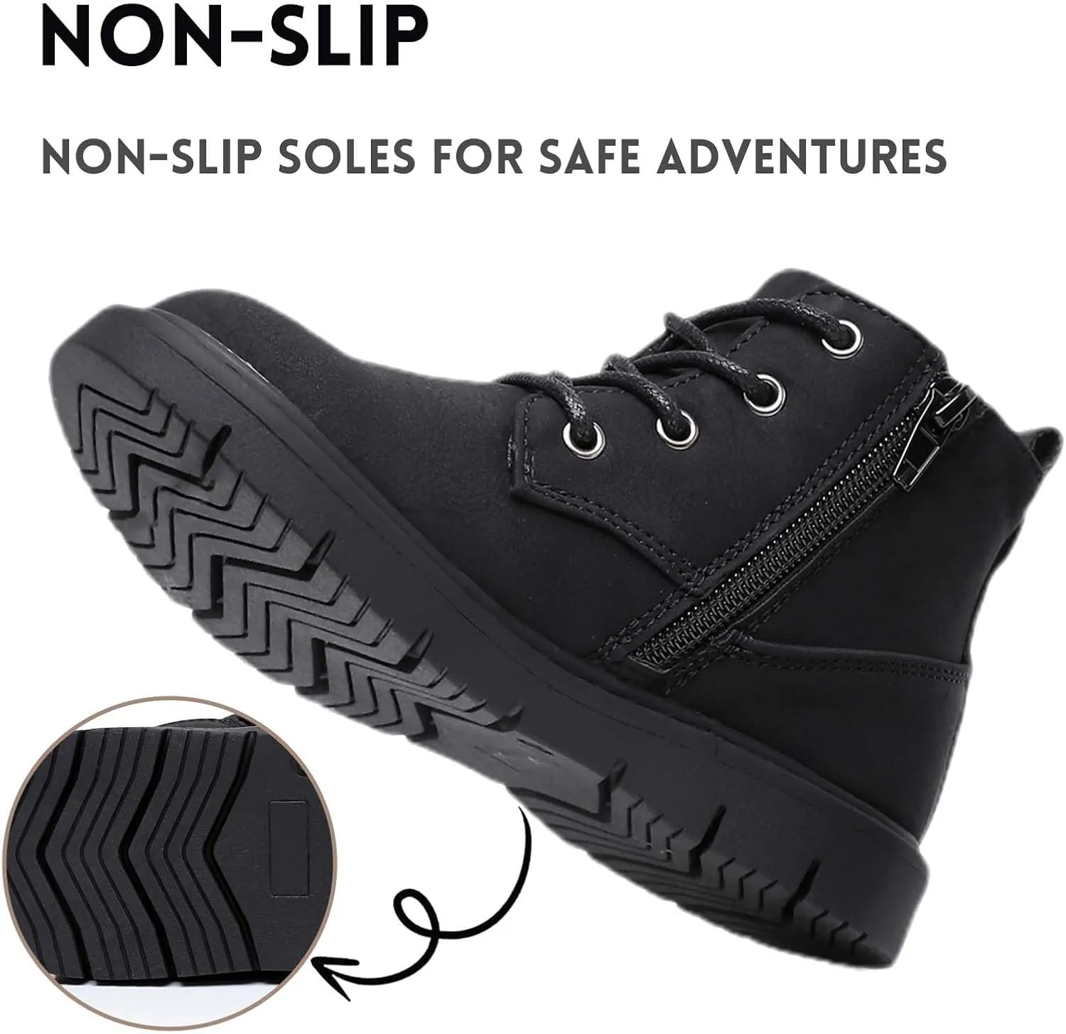 Ahannie Boys Boots Toddler Kids Work Boots Outdoor Casual Side Zipper Ankle Shoes(Toddler/Little Kid/Big Kid)