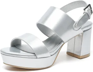 Amoji Women 3 Inch Block Heels Platform Strap Chunky Heeled Sandals 328