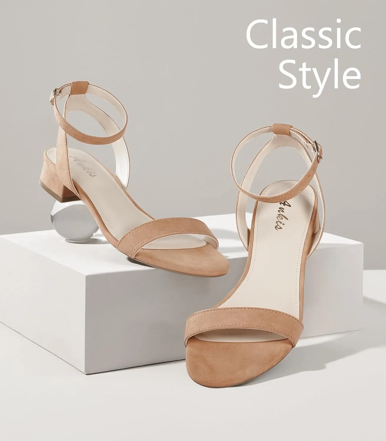 Ankis Black Nude White Red Women Sandals Comfortable Walking Strappy Open Toe Sandals for Women Dressy Summer 1 Inch Low block Heel Flat Adjustable Ankle Strap Wide Available Shoes 2024