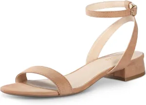 Ankis Black Nude White Red Women Sandals Comfortable Walking Strappy Open Toe Sandals for Women Dressy Summer 1 Inch Low block Heel Flat Adjustable Ankle Strap Wide Available Shoes 2024