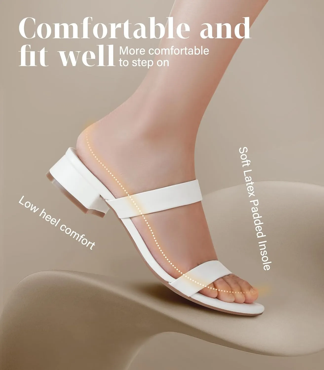 Ankis Women Black White Nude Clear Heels Sandals - 1 Inch Heels for Women Low Chunky Block Heels Comfortable Two Strap Open Toe Flat Sandals Shoe for Dressy Wedding Summer