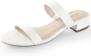 Ankis Women Black White Nude Clear Heels Sandals - 1 Inch Heels for Women Low Chunky Block Heels Comfortable Two Strap Open Toe Flat Sandals Shoe for Dressy Wedding Summer
