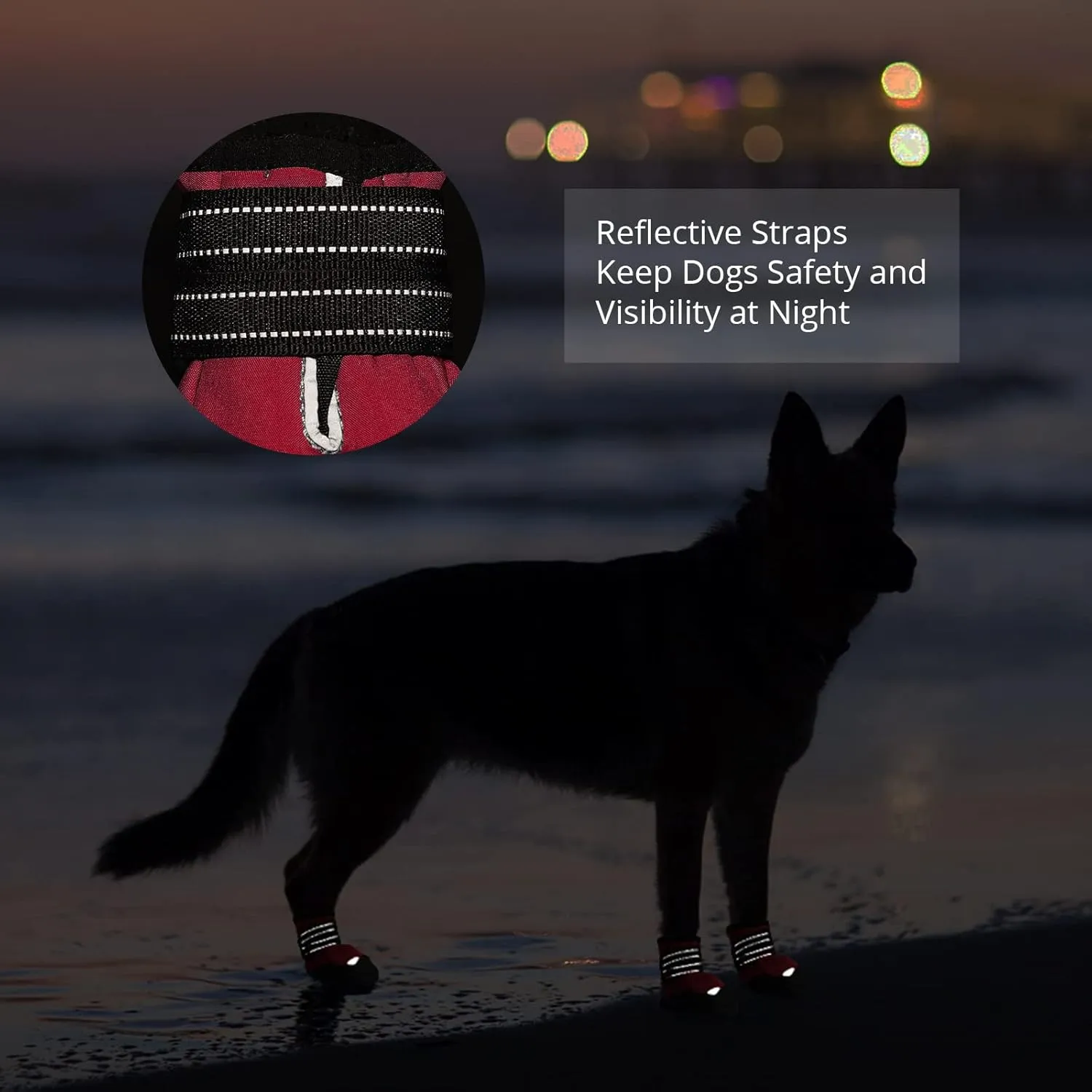 Anti-Slip Dog Snow Boots Dog Shoes for Small Medium Large Dogs Dog Winter Boots Waterproof Dog Shoes with Reflective Straps Paw Protectors Dog Boots for Winter Hiking 4PCS