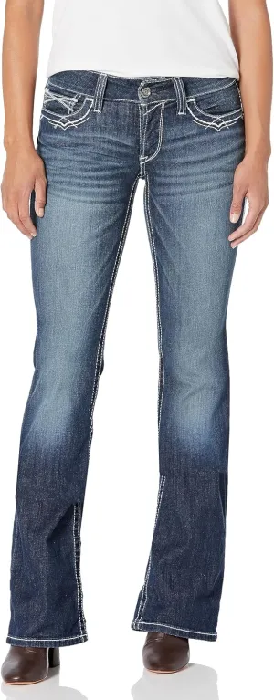 Ariat Women's R.E.A.L. Mid Rise Stretch Whipstitch Boot Cut Jean
