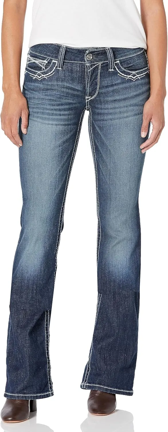 Ariat Women's R.E.A.L. Mid Rise Stretch Whipstitch Boot Cut Jean