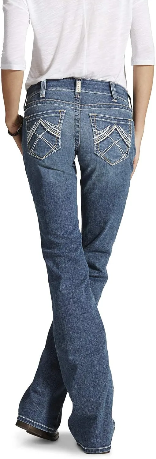 Ariat Women's R.E.A.L. Mid Rise Stretch Whipstitch Boot Cut Jean