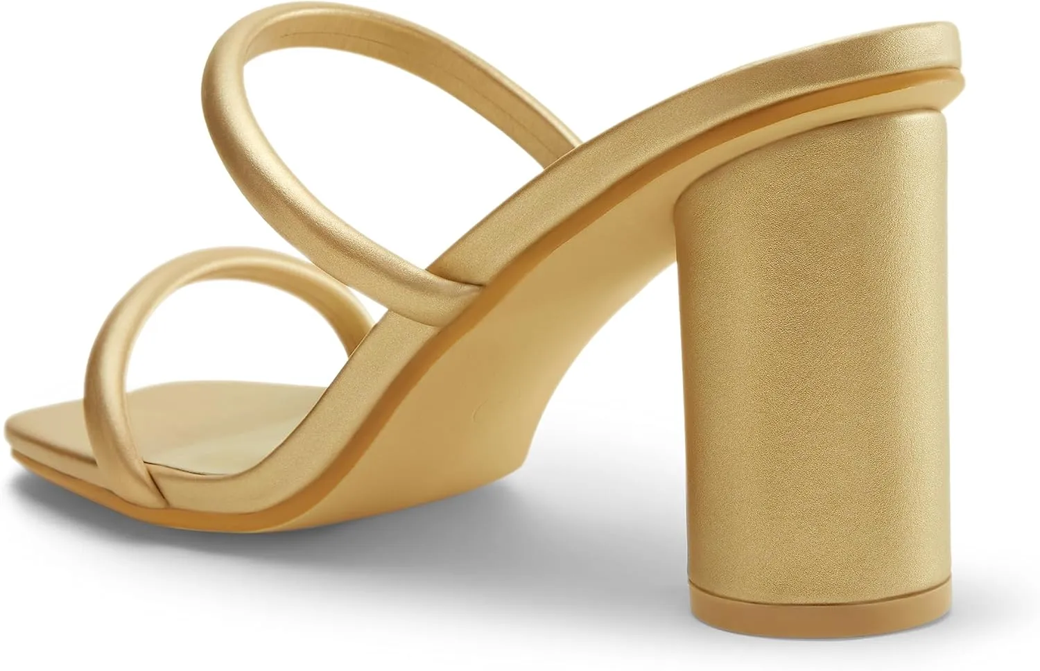 Arromic Women's Heeled Sandals Square Toe Two Strap Block Heels for Women Comfortable Strappy Heels Slip on Heeled Sandals for Women Dressy