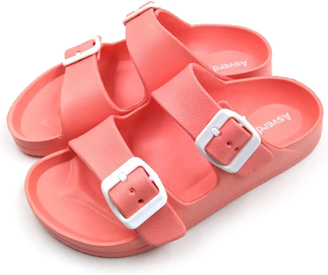 Asverd Kids Double Buckle Adjustable Arch Support Flat Sandals for Boys Girls ASKID068