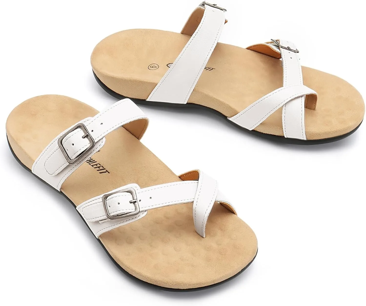 Athlefit Orthopedic Sandals for Women with Arch Support Adjustable Comfort Walking Orthotic Flip Flops