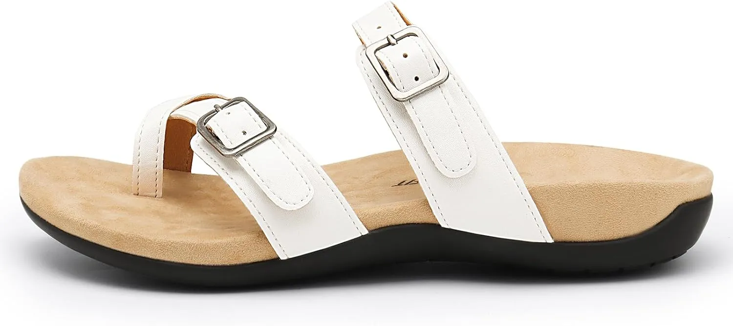 Athlefit Orthopedic Sandals for Women with Arch Support Adjustable Comfort Walking Orthotic Flip Flops