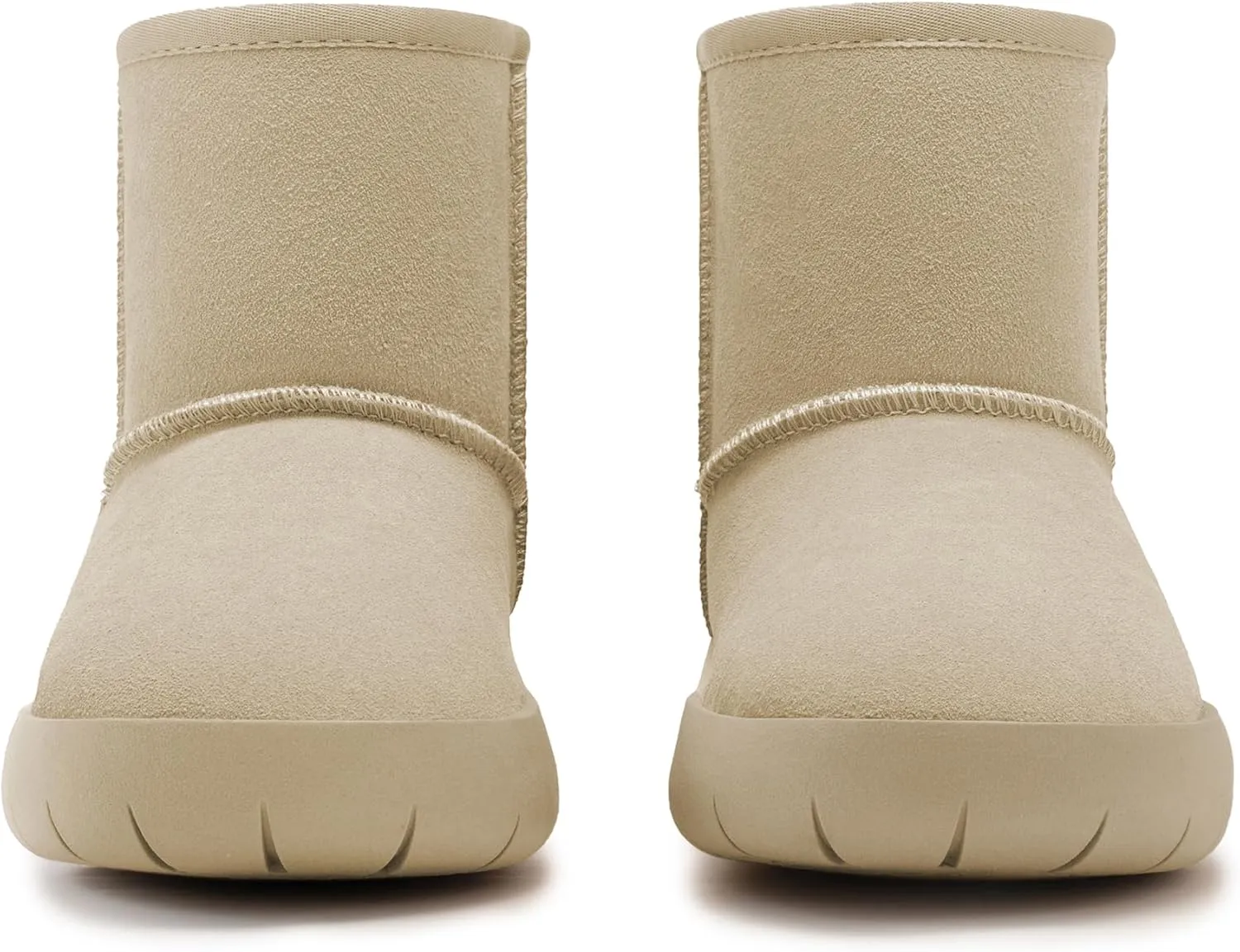Athlefit Women's Genuine Suede Ankle Boots Winter Warm Fur Lined Slip On Anti-Slip Short Snow Boots