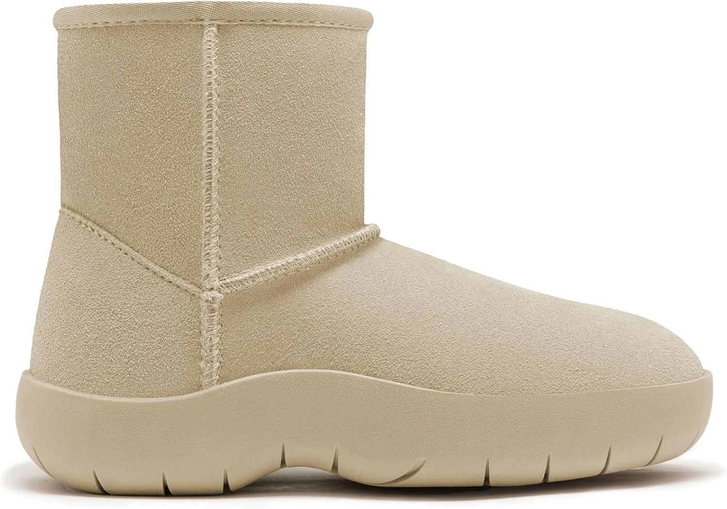Athlefit Women's Genuine Suede Ankle Boots Winter Warm Fur Lined Slip On Anti-Slip Short Snow Boots