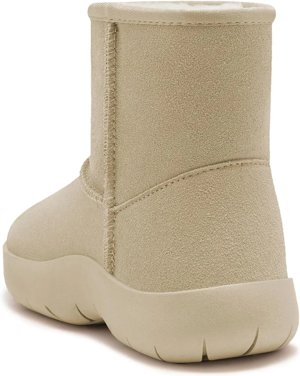 Athlefit Women's Genuine Suede Ankle Boots Winter Warm Fur Lined Slip On Anti-Slip Short Snow Boots