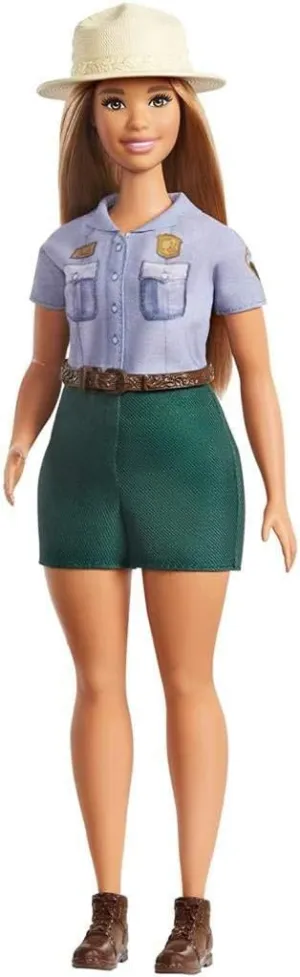 Barbie 12-in Blonde Curvy Park Ranger Doll with Ranger Outfit Including Denim Shirt, Green Khaki Shorts, Brown Belt, Brown Boots & Straw Hat; for Ages 3 Years Old & Up