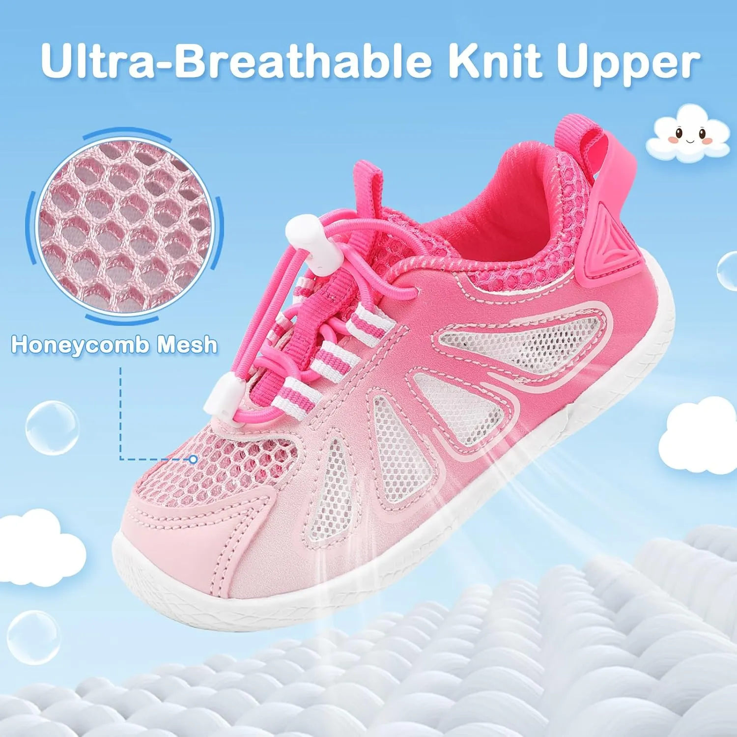 BARERUN Toddler Shoes Boy Girl Sneakers Lightweight Breathable Barefoot Running/Walking Shoes Toddler Tennis Shoes with Adjustable Tightness