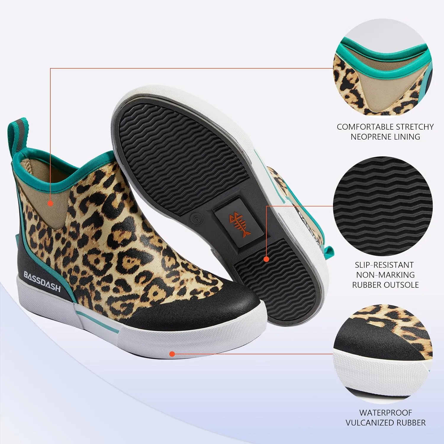 BASSDASH Womens 4.5” Waterproof Deck Ankle Rain Boots Anti-Slip Neoprene Rubber Garden Fishing Boots