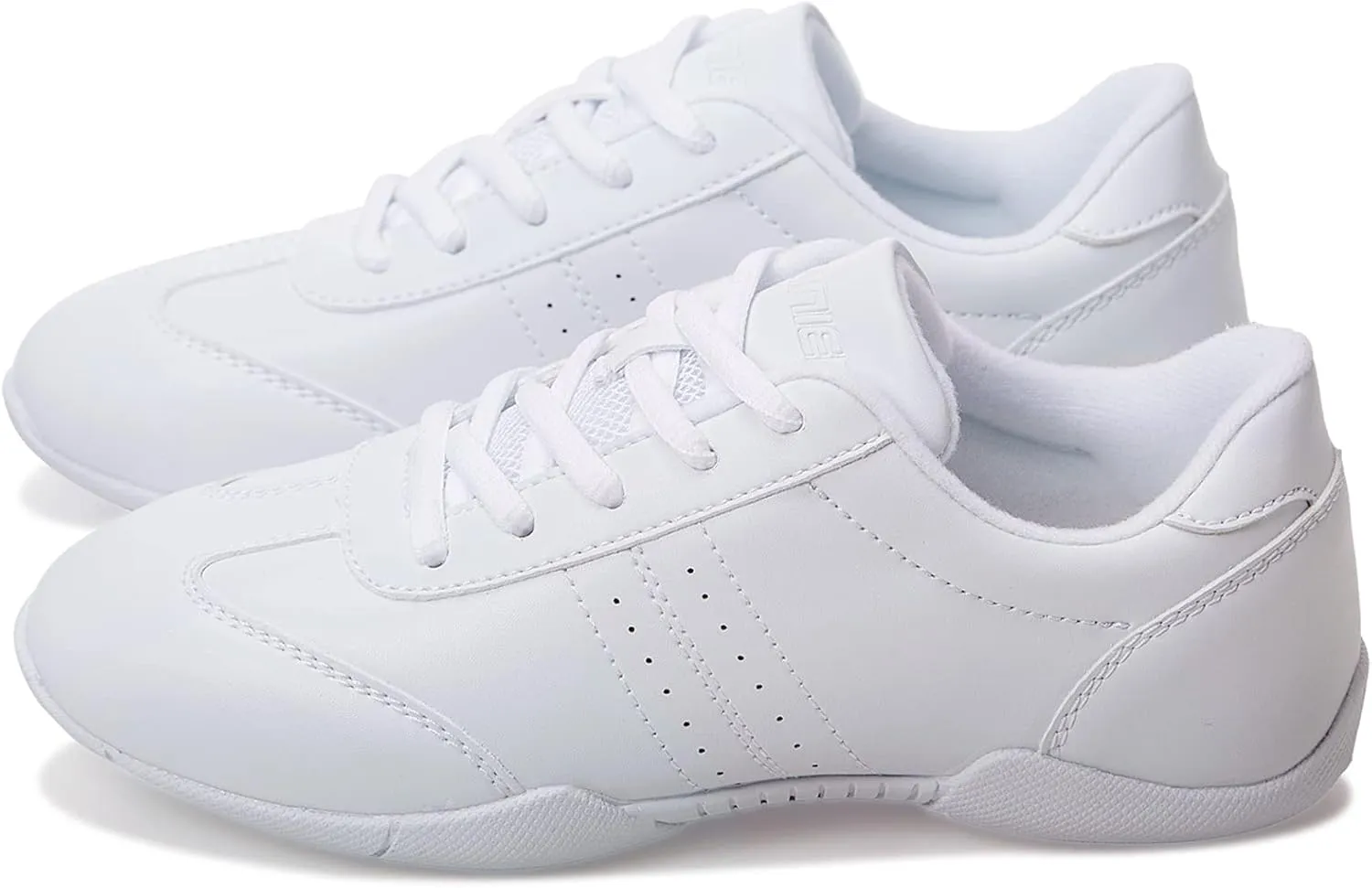 BAXINIER Youth Girls White Cheerleading Dancing Shoes Athletic Training Tennis Walking Breathable Competition Cheer Sneakers