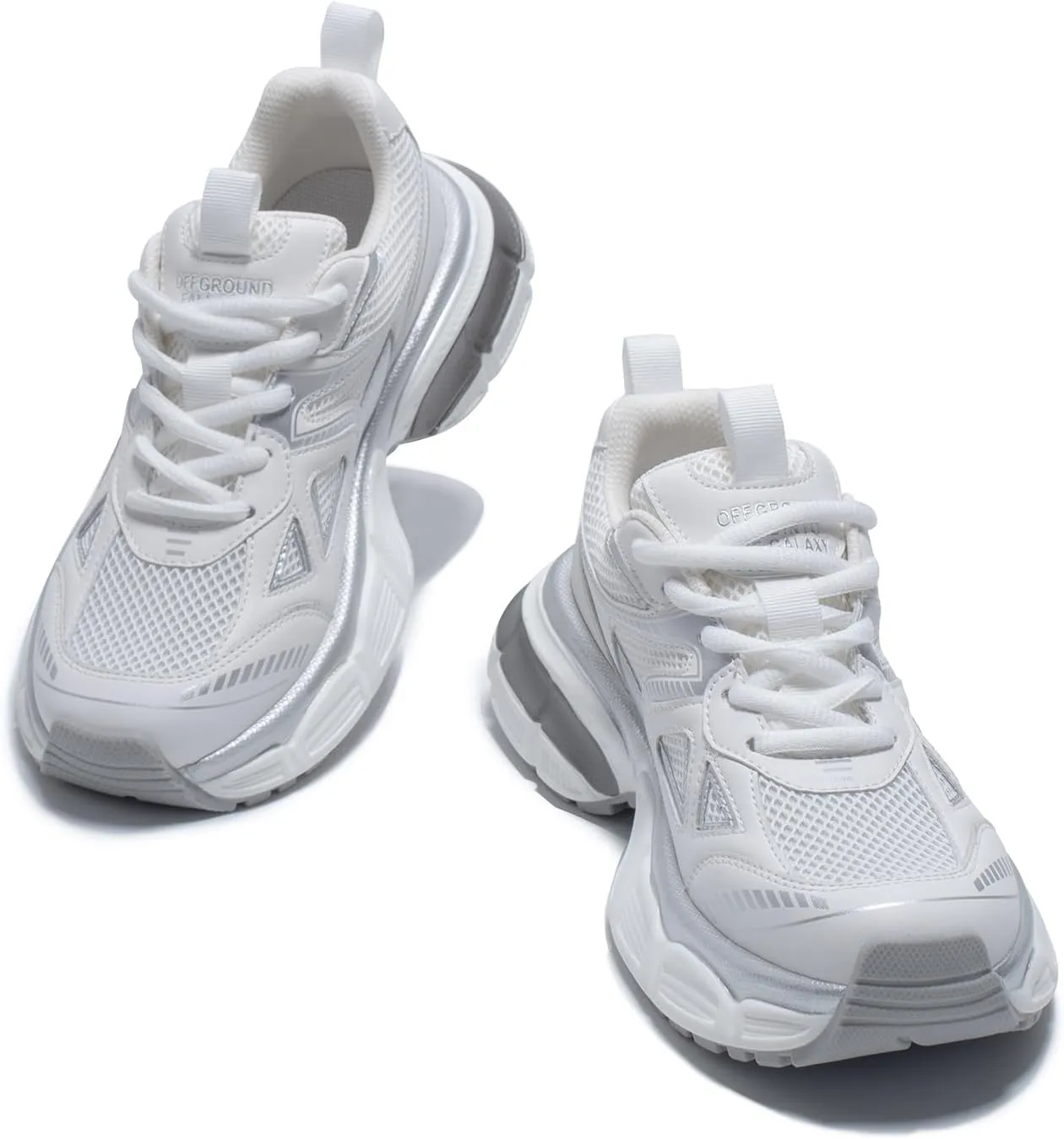 BEAU TODAY Womens Platform Fashion Sneakers, Chunky Wide Sneakers for Women, Leather Lace-up Breathable Walking Shoes for Women, Comfortable Casual Workout Athletic Tennis Shoes