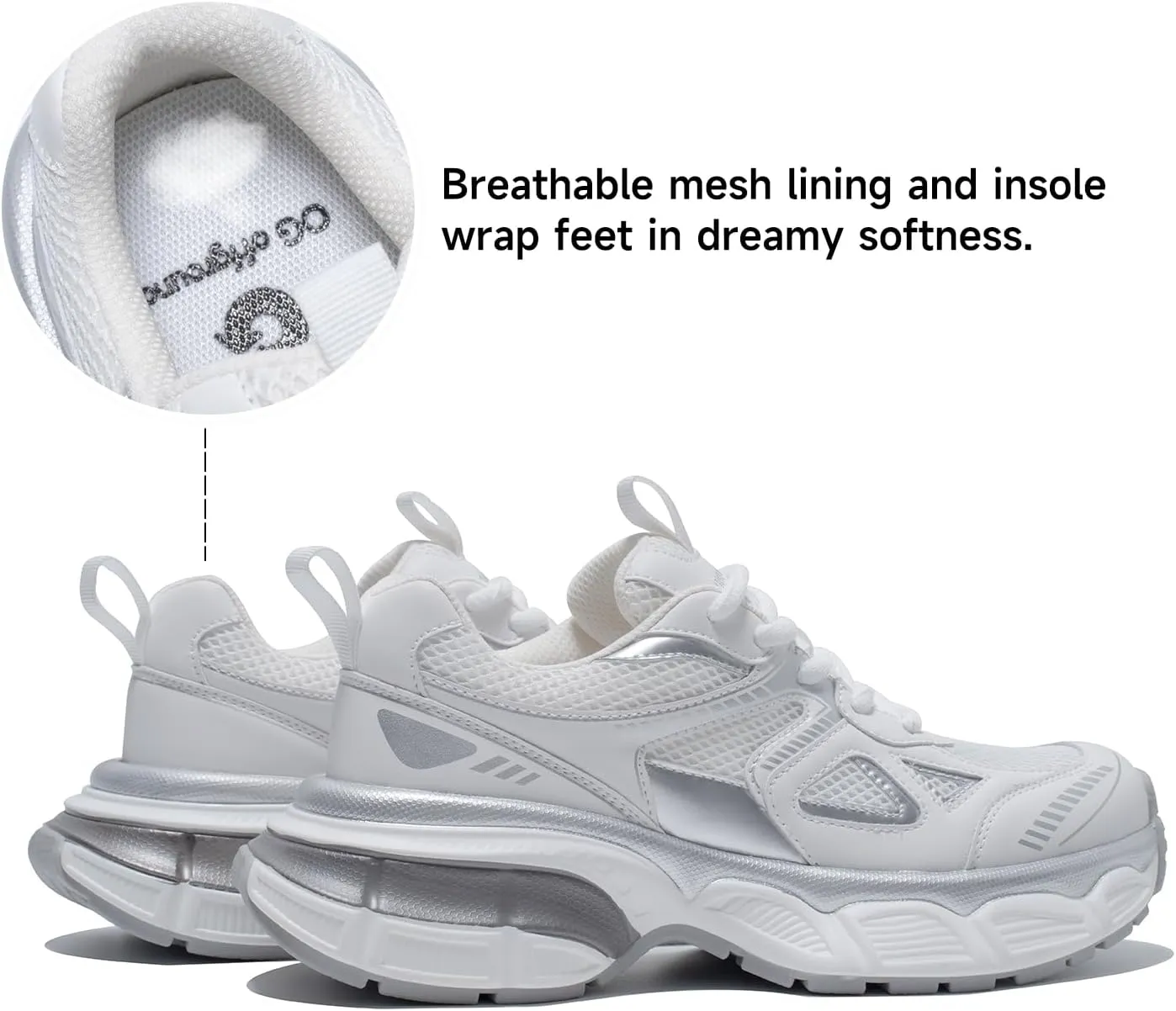BEAU TODAY Womens Platform Fashion Sneakers, Chunky Wide Sneakers for Women, Leather Lace-up Breathable Walking Shoes for Women, Comfortable Casual Workout Athletic Tennis Shoes