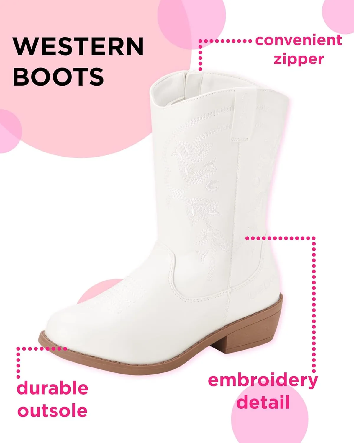 bebe Girls' Cowboy Boots - Classic Western Country Cowgirl Boots - Mid Calf Riding Shoes for Toddlers Little and Big Girls