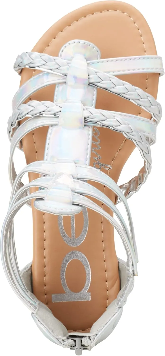 bebe Girls Sandals - Cute Open Toe Braided Strappy Gladiator Summer Sandals, Flower Girl Dress Shoes for Easter Beach Party