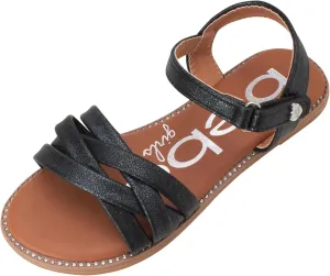 bebe Girls' Sandals - Two Strap Open Toe Flat Dress Sandals with Heart Accent, Easter Summer Shoes for Little and Big Girls