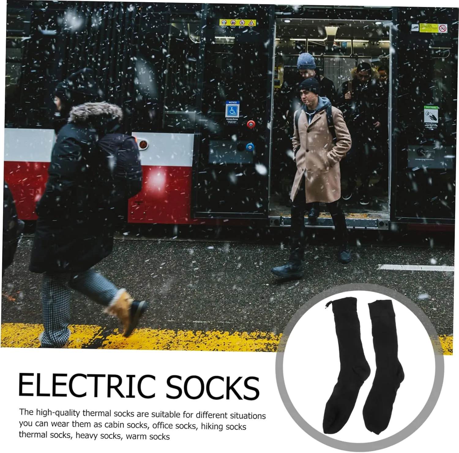 BESPORTBLE 2 Pairs Electric Socks Heated Socks Electric Heating Socks Warm Socks Thick Winter Thermal Socks Safe