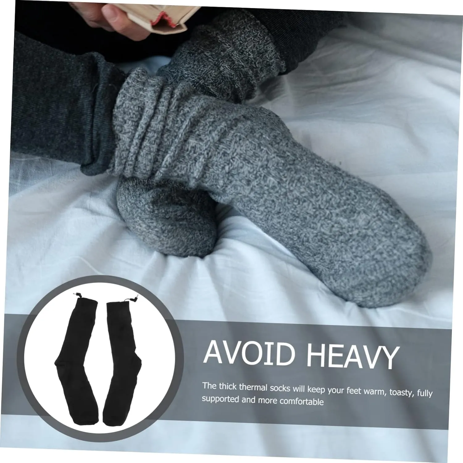 BESPORTBLE 2 Pairs Electric Socks Heated Socks Electric Heating Socks Warm Socks Thick Winter Thermal Socks Safe