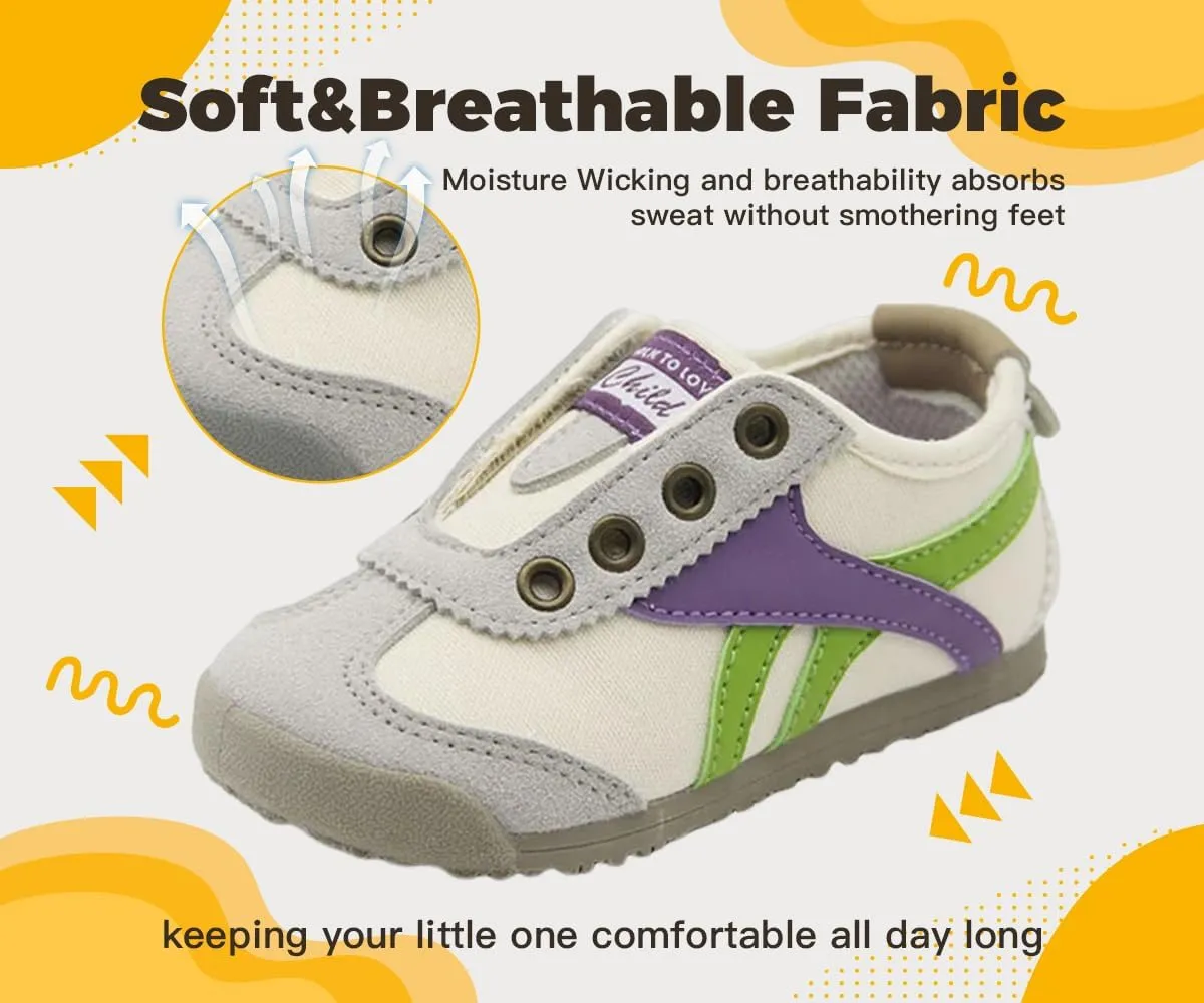 Boys Girls Sneakers Hook-Loop Walking Shoes Lightweight Students Sports Running Shoes for Toddler/Little Kid/Big Kid