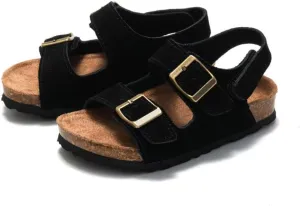 Boys Girls Summer Cork Footbed Slide Sandal, Arch Support Outdoor Sandals with Adjustable Buckle Backstraps for Toddler/Little Kid/Big Kid