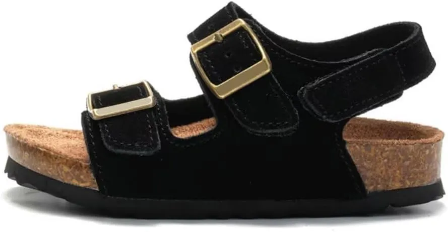 Boys Girls Summer Cork Footbed Slide Sandal, Arch Support Outdoor Sandals with Adjustable Buckle Backstraps for Toddler/Little Kid/Big Kid