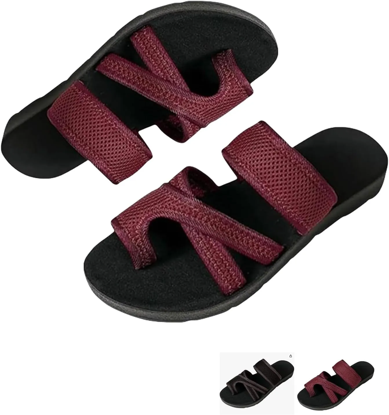 Breathable Mesh Slide Sandals,Brahusd Sandals,Women's Summer Non Slip Flat Loop Toe Shoes, With Arch Support Mesh Peep Toe Slippers