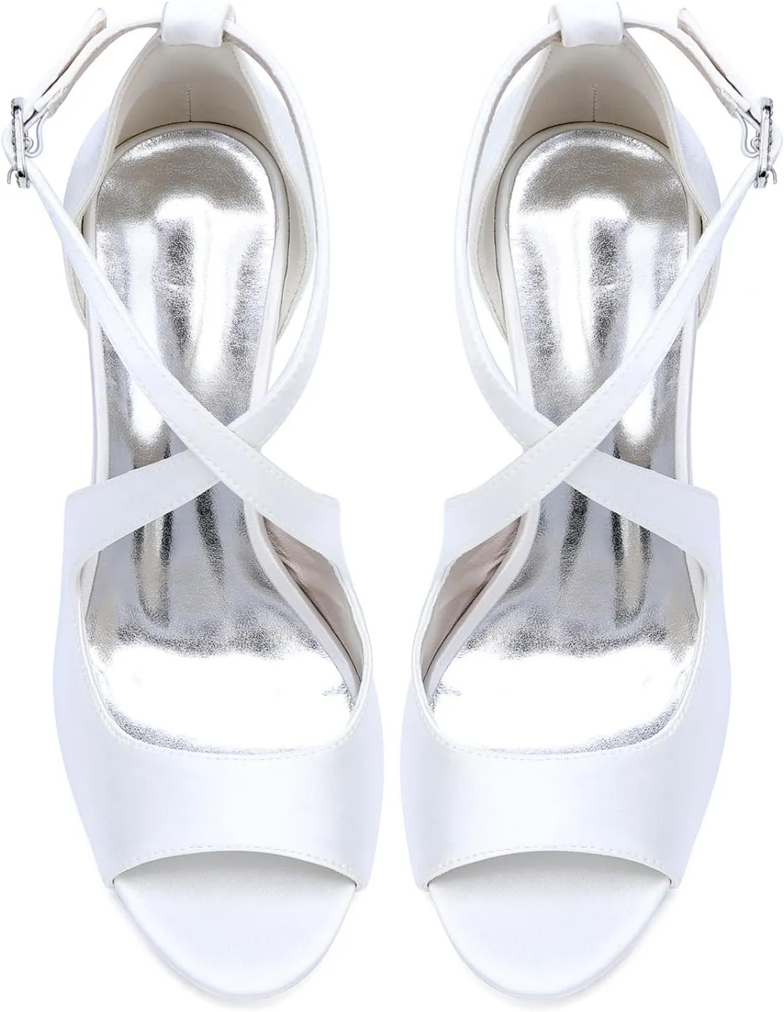 Bride Wedding Shoes Women'S Stilettos Heeled Sandals 9.5Cm Bridal Open Toe Sexy High Heels Ankle Strap Buckle Heels