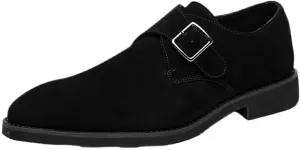 British Style Suede Leather Monk Shoes Metal Hasp Slip On Pointed Toe Moccasins Fashion Wear Resistant Loafers