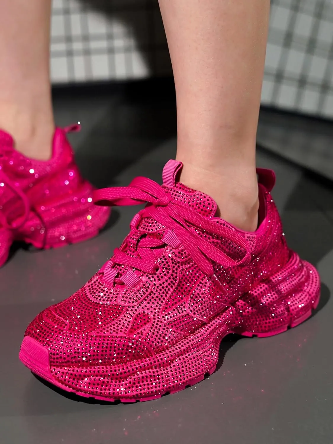 Cape Robbin Johanna Sneakers, Chunky Sneakers Women, Trendy Rhinestone Platform Sneakers, Chunky Black & White Sneakers Women