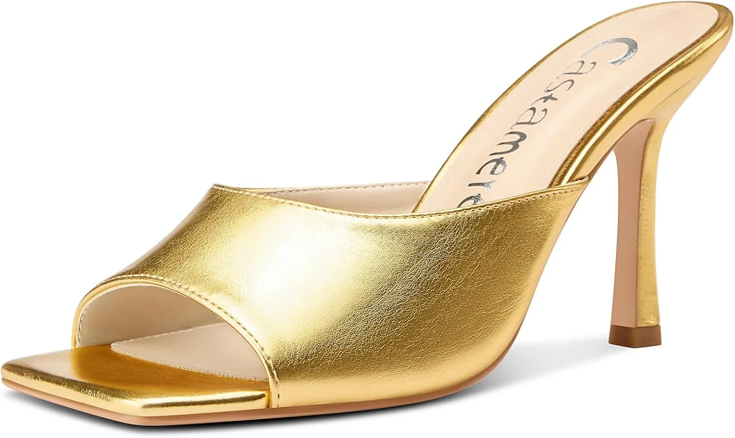 Castamere Square Open Toe Heeled Sandals for Women High Stiletto Heels Slip-on Mules Dress Comfortable Casual Summer Shoes 3.5 Inches Heels