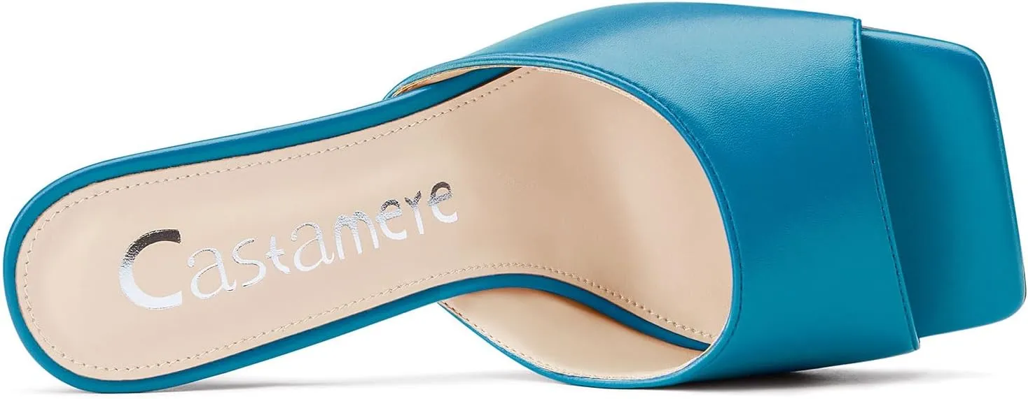 Castamere Square Open Toe Heeled Sandals for Women High Stiletto Heels Slip-on Mules Dress Comfortable Casual Summer Shoes 3.5 Inches Heels