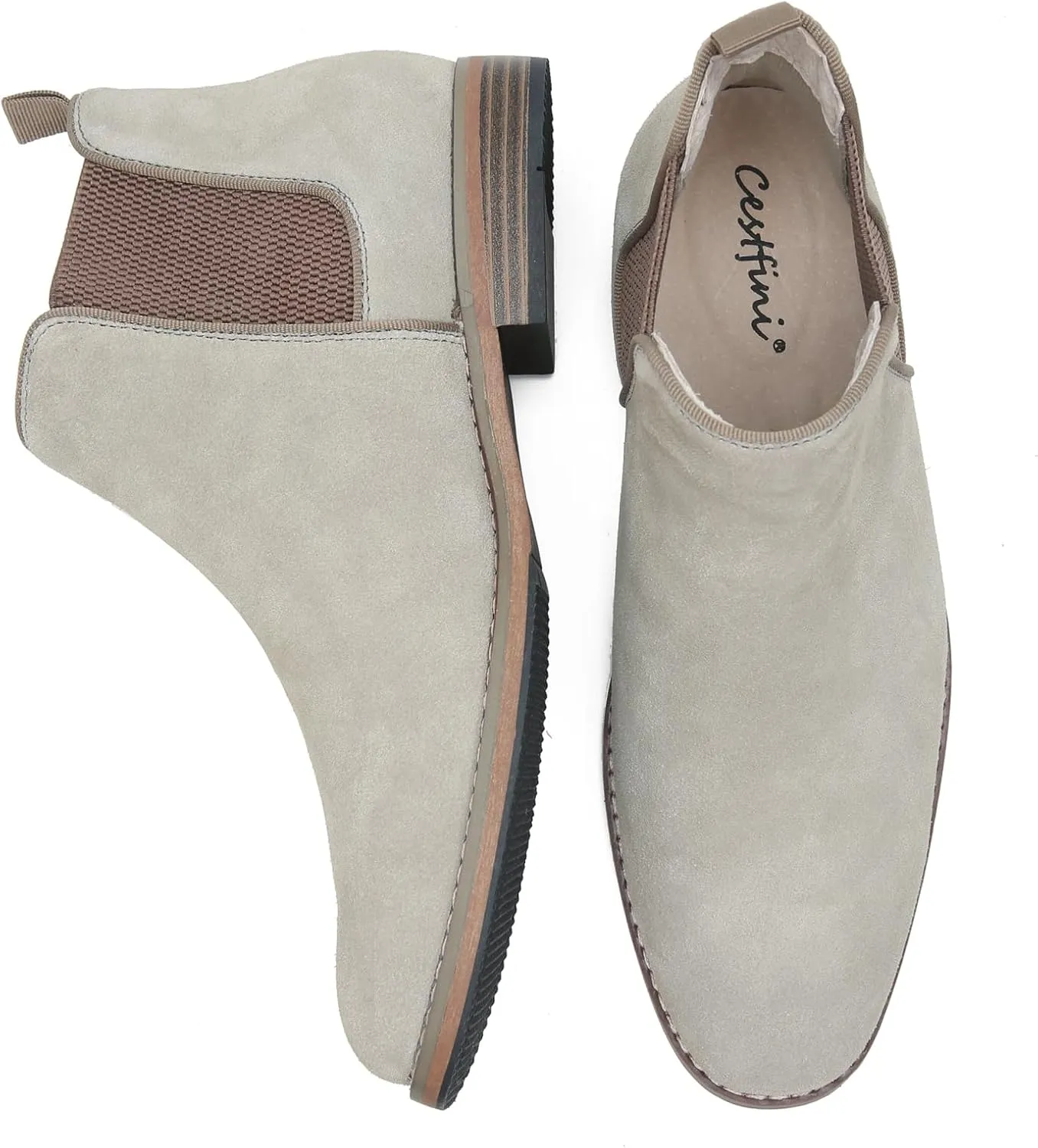 Cestfini Men Chelsea Boots Casual Suede Dress Boots Comfortable Oxfords Ankle Boots for Men