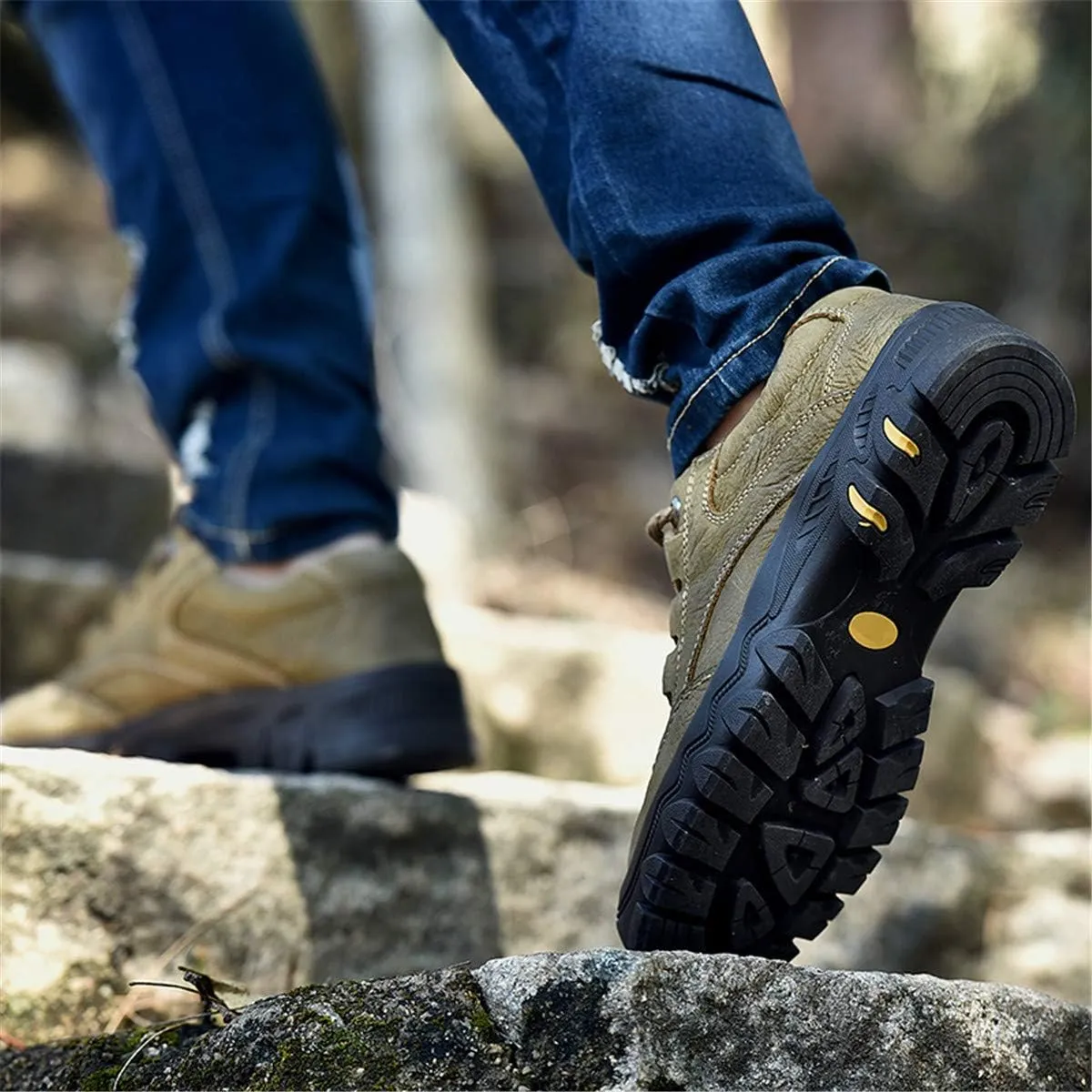ChicWind Men's Lace Up Outdoor Waterproof Leather Hiking Sneakers